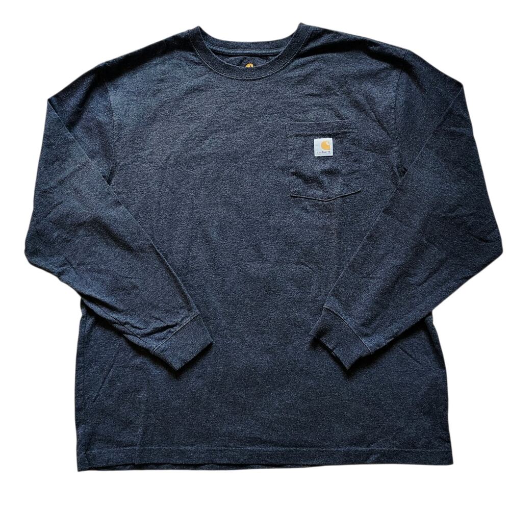 Carhartt Original Fit Men's Heavyweight L/S T-shirt Dark Gray Logo Pocket Sz XL